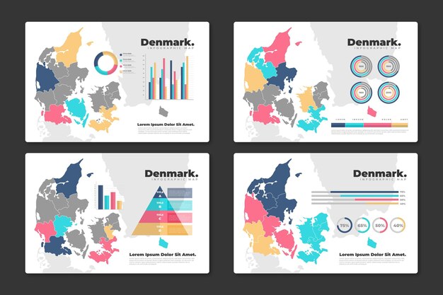 Flat denmark map infographic