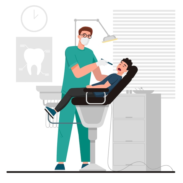 Flat dental care concept illustration