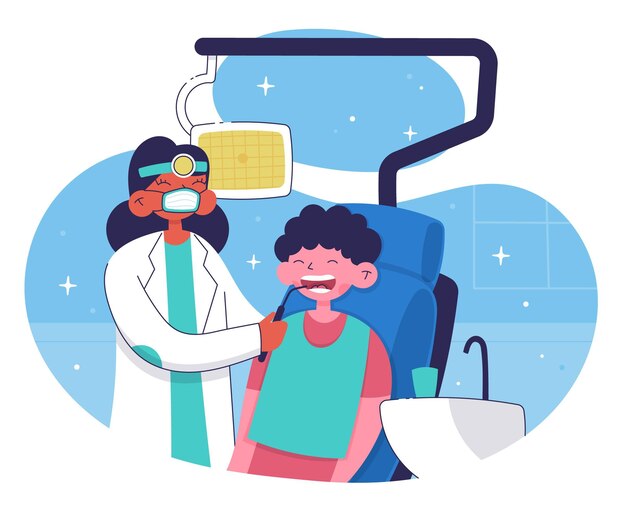 Flat dental care concept illustration