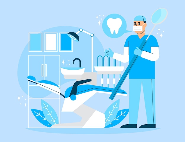 Flat dental care concept illustration