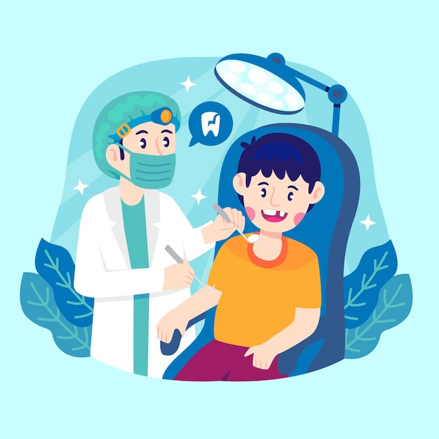 Flat dental care concept illustration