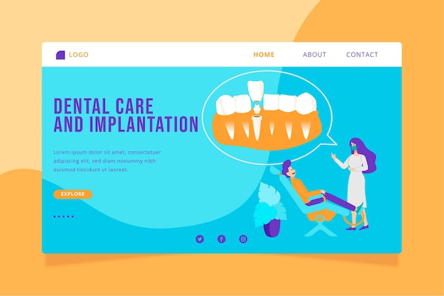 Flat dental care landing page template