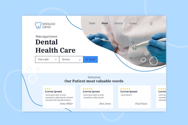 Flat dental care landing page template