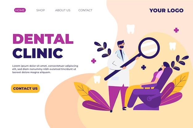 Free Vector flat dental care landing page template