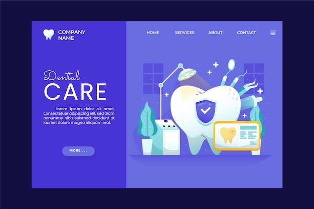 Flat dental care landing page template