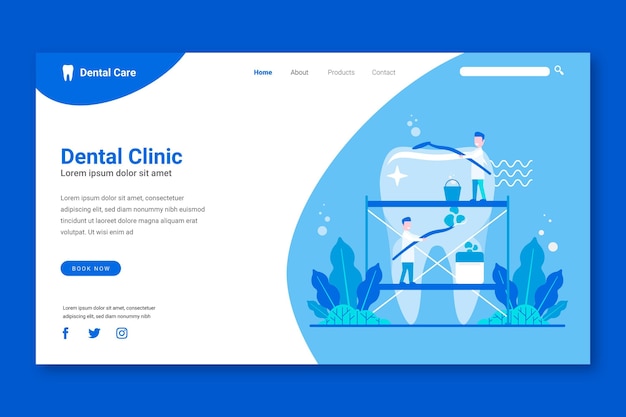 Free Vector flat dental care landing page