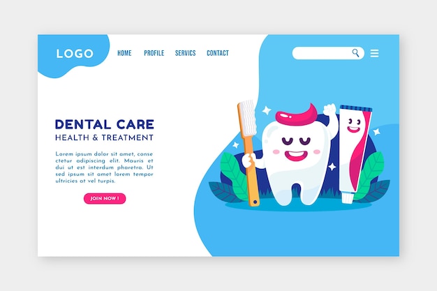 Flat dental care web template