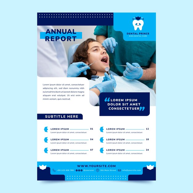 Flat dental clinic annual report template