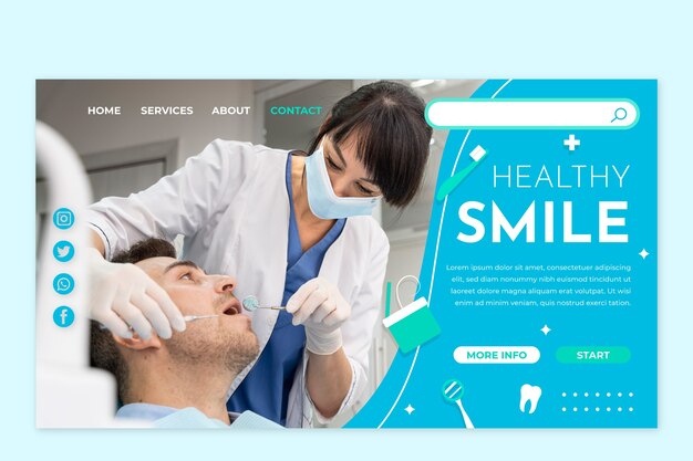 Flat dental clinic landing page template