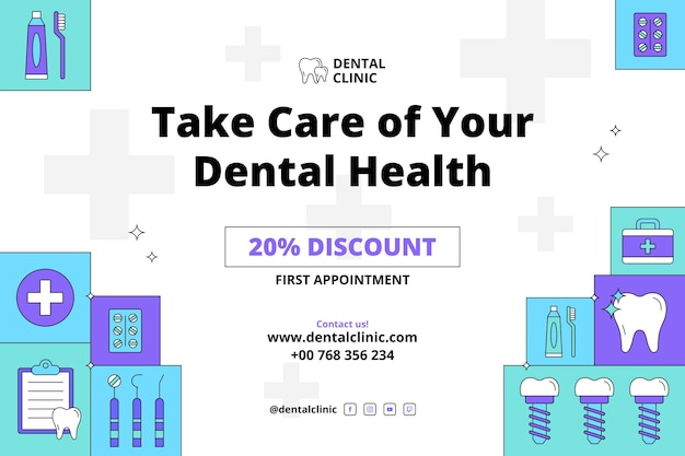 Free Vector flat dental clinic sale background