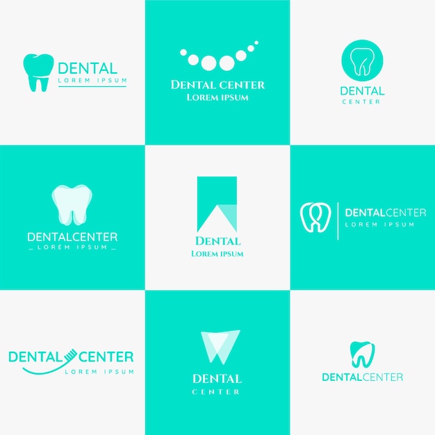 Flat dental logo template collection