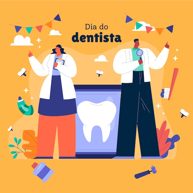 Free Vector flat dentists day illustration