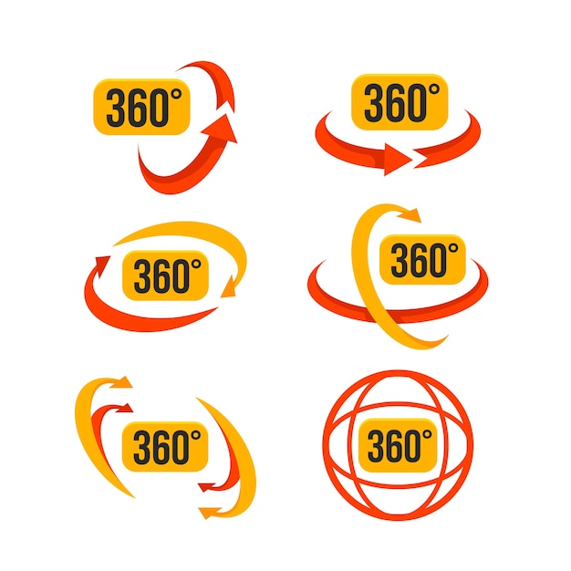 Flat design 360 degrees icons set