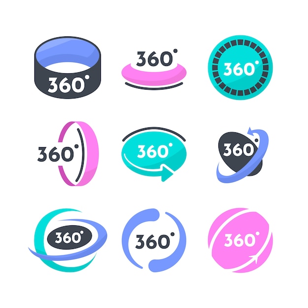 Free Vector flat design 360 degrees label collection