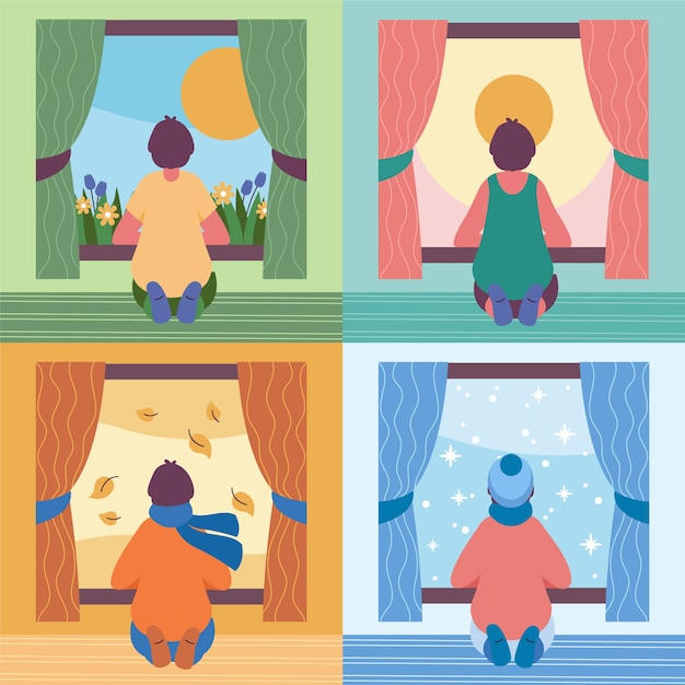 Free Vector flat design 4 seasons illustration