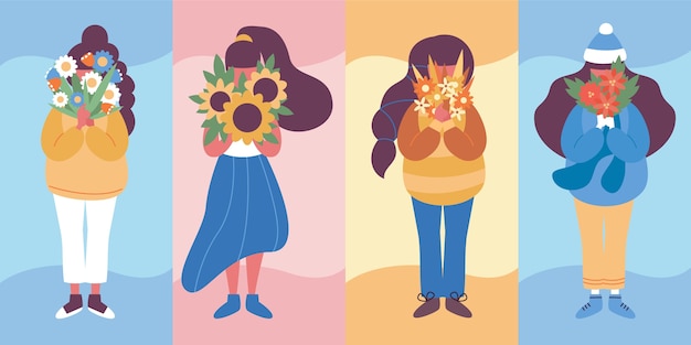 Free vector flat design 4 seasons illustration