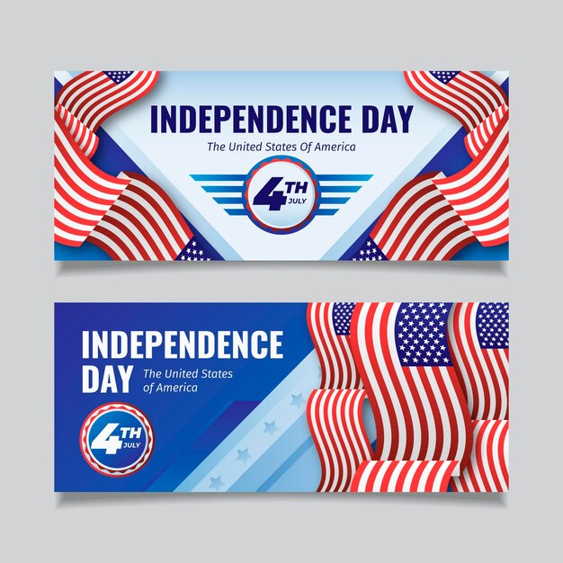 Flat design 4th of july - independence day banners set