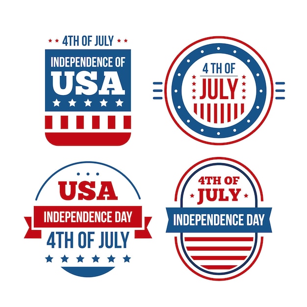 Flat design 4th of july labels