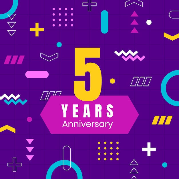 Flat design 5 years anniversary or birthday