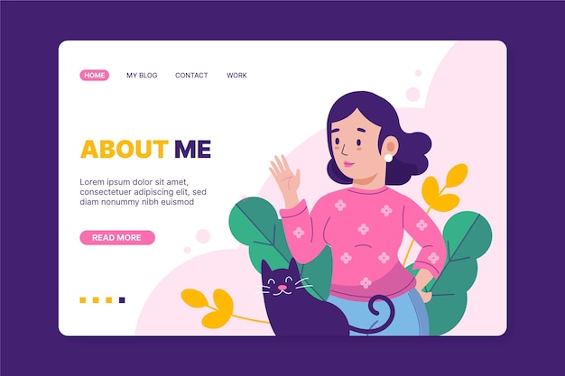 Flat design about me web template illustrated