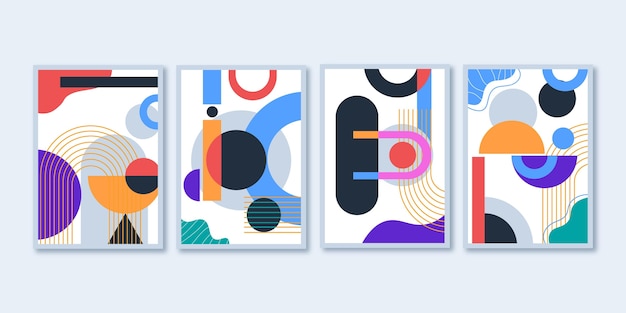 Free vector flat design abstract art cover collection