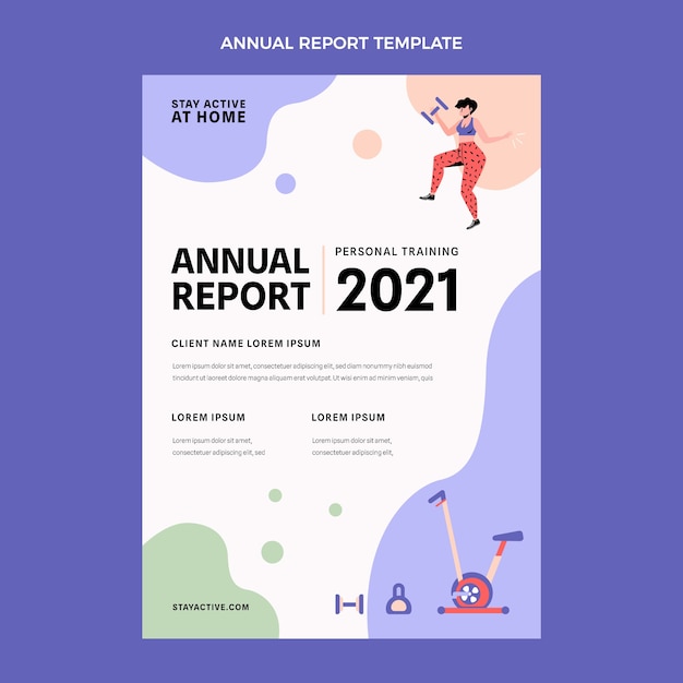 Flat design abstract fitness annual report