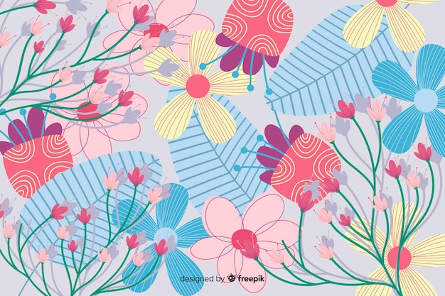 Flat design abstract floral background 