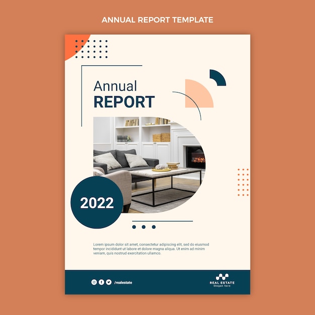 Flat design abstract geometric real estate annual report