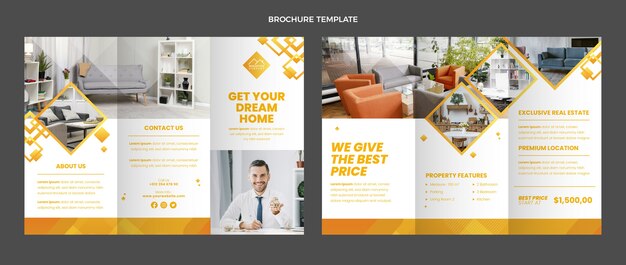 Flat design abstract geometric real estate brochure