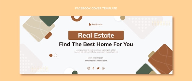 Flat design abstract geometric real estate facebook cover