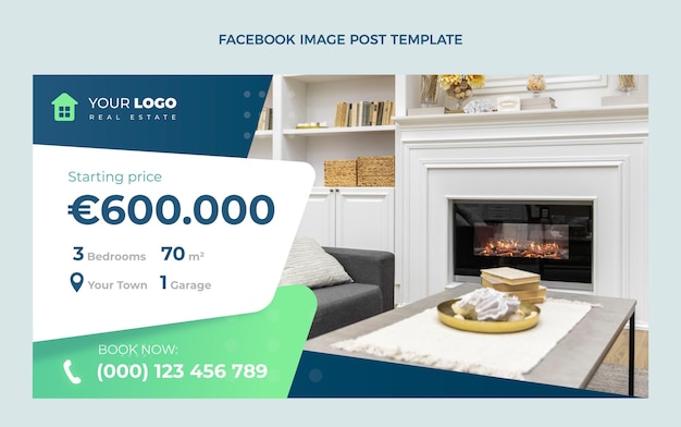 Flat design abstract geometric real estate facebook post