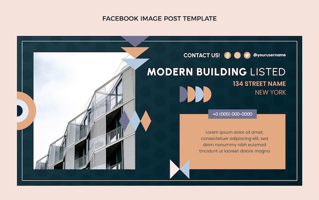 Flat design abstract geometric real estate facebook post