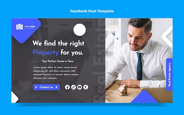 Flat design abstract geometric real estate facebook post