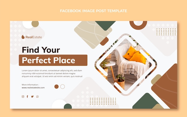 Flat design abstract geometric real estate facebook post