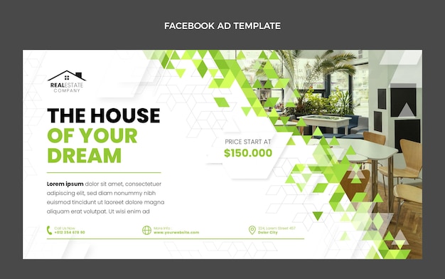 Free Vector flat design abstract geometric real estate facebook promo