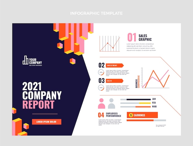 Flat design abstract geometric real estate infographic