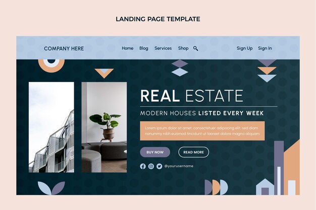 Flat design abstract geometric real estate landing page