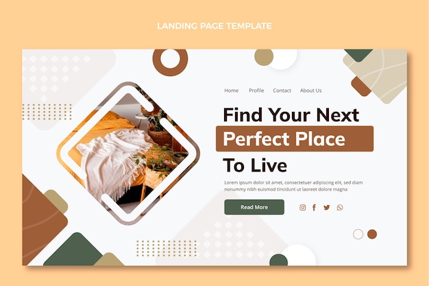 Flat design abstract geometric real estate landing page