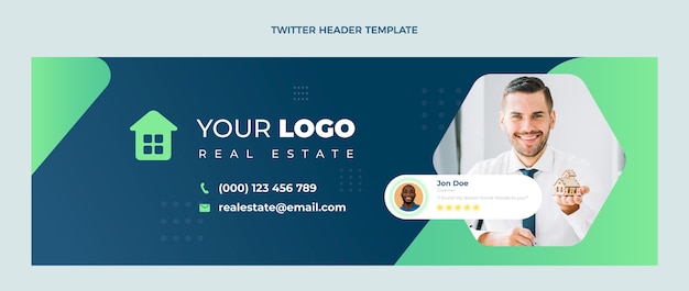 Free Vector flat design abstract geometric real estate twitter header