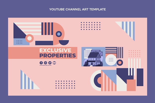 Flat design abstract geometric real estate 
youtube channel art