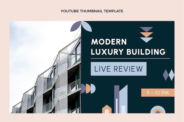 Flat design abstract geometric real estate youtube thumbnail