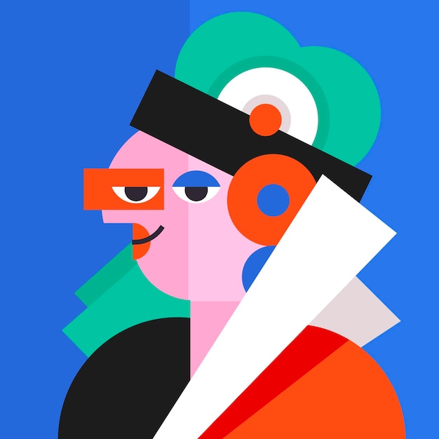 Flat design abstract portrait in art style