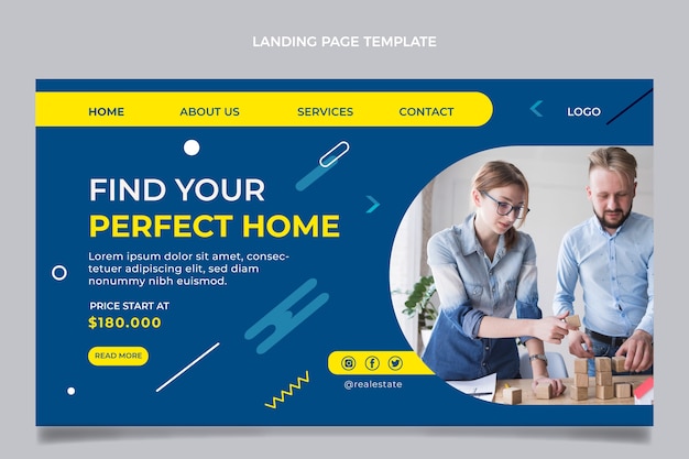 Free vector flat design abstract real estate landing page