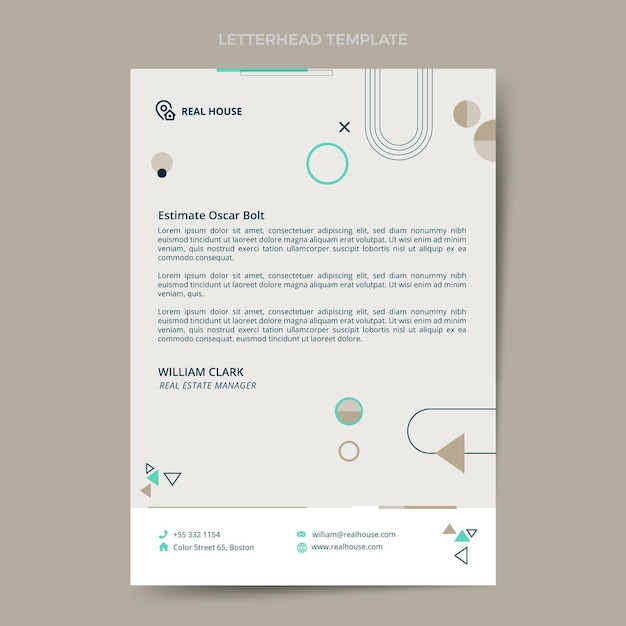 Flat design abstract real estate letterhead