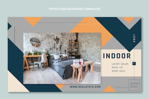 Flat design abstract real estate twitch background