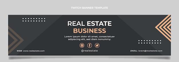 Free Vector flat design abstract real estate twitch banner