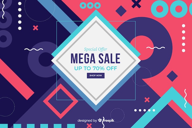 Flat design abstract sale background