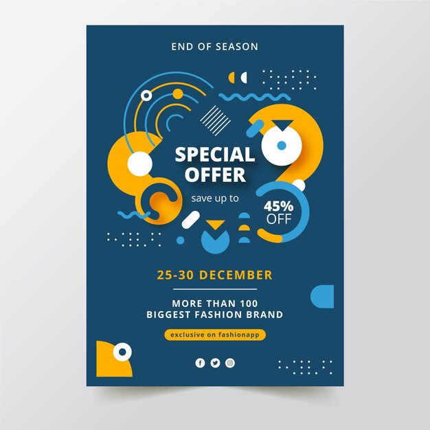 Flat design abstract sale poster