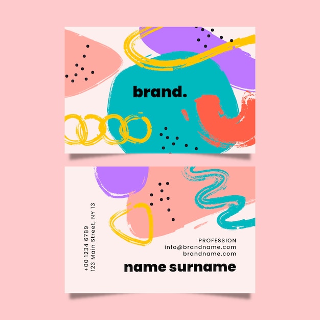 Flat design abstract shapes business card template