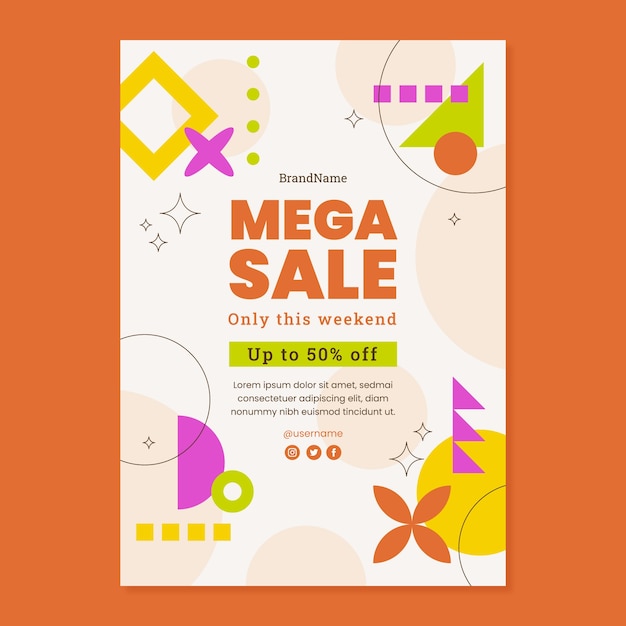 Flat design abstract shapes poster template